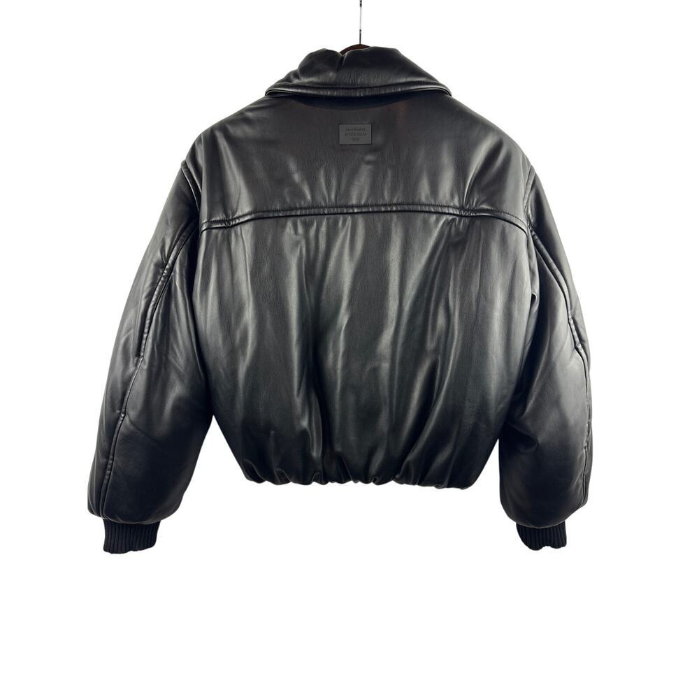 Women’s Acne Studios Medium Black Leather Bomber Jacket - Picture 3 of 5